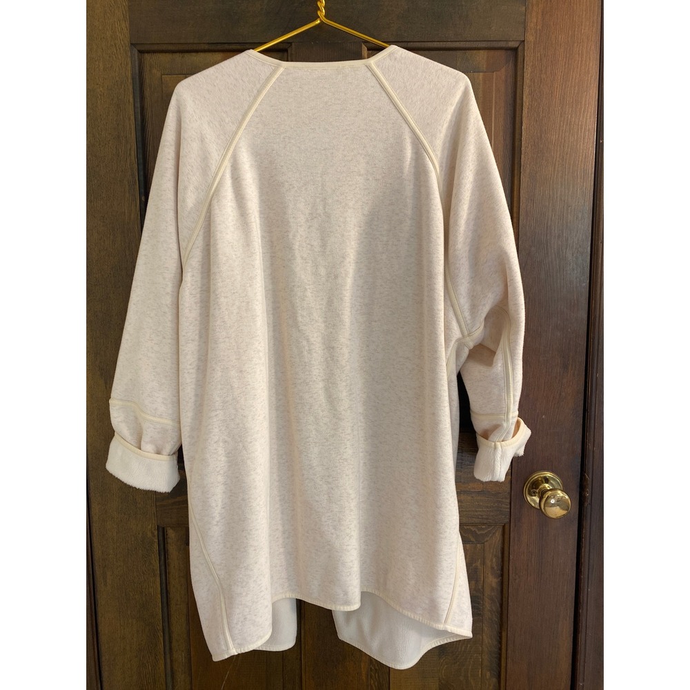 Athleta Wrap Cardigan Sweater Oatmeal Heather Cream XL Open Front Yoga Pilates - Picture 2 of 7